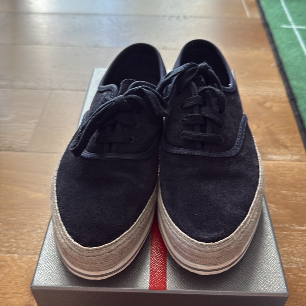 Prada Men's Dark Blue Suede Sneakers